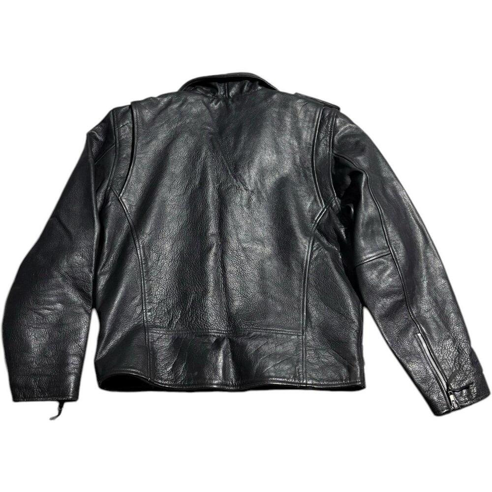 Vintage Wilsons Leather Motorcycle Jacket Biker Black Belted zip y2k grunge punk - Picture 2 of 11